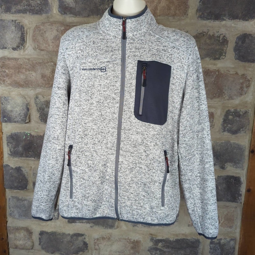Free Country Men's Sweater Fleece Utility‎ Jacket Large